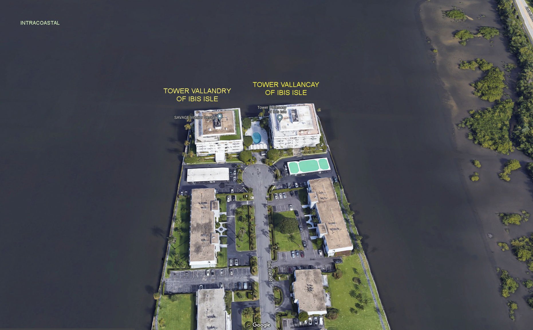 Aerial photo of Tower Vallancay of Ibis Isle