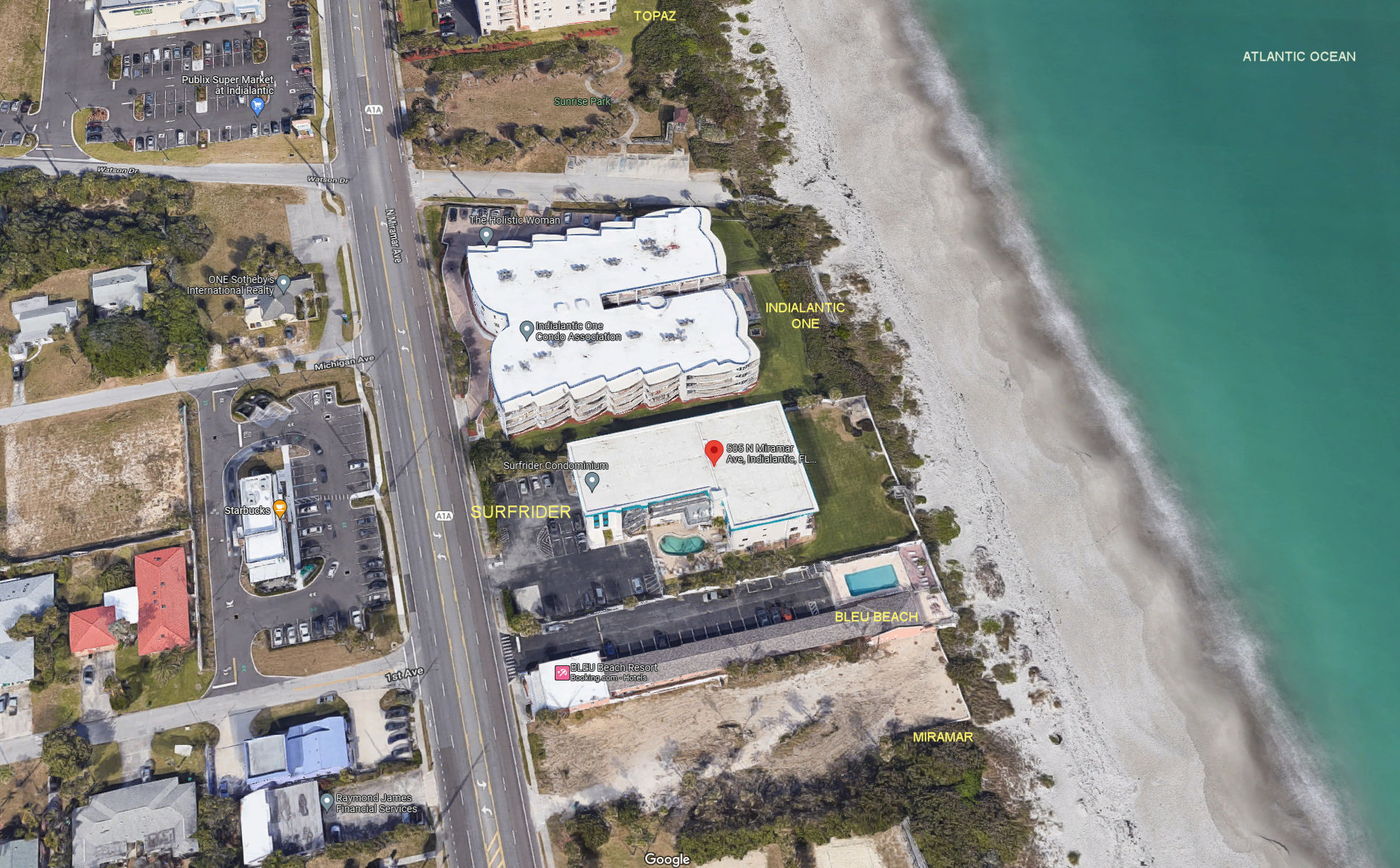 Aerial photo of Surfrider of Indialantic