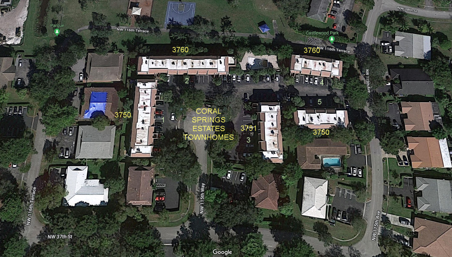 Aerial photo of Coral Springs Estate Townhomes