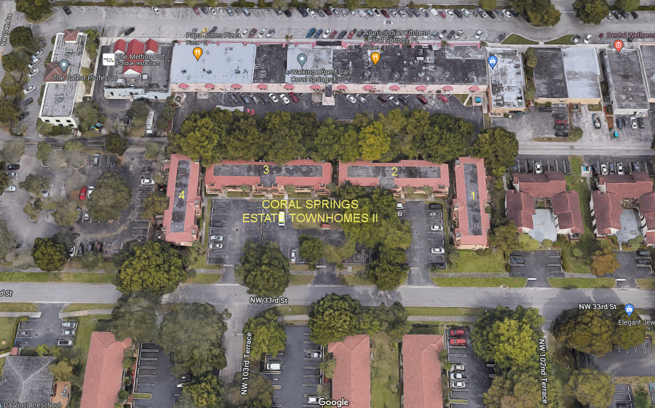 Aerial photo of Coral Springs Estate Townhomes II