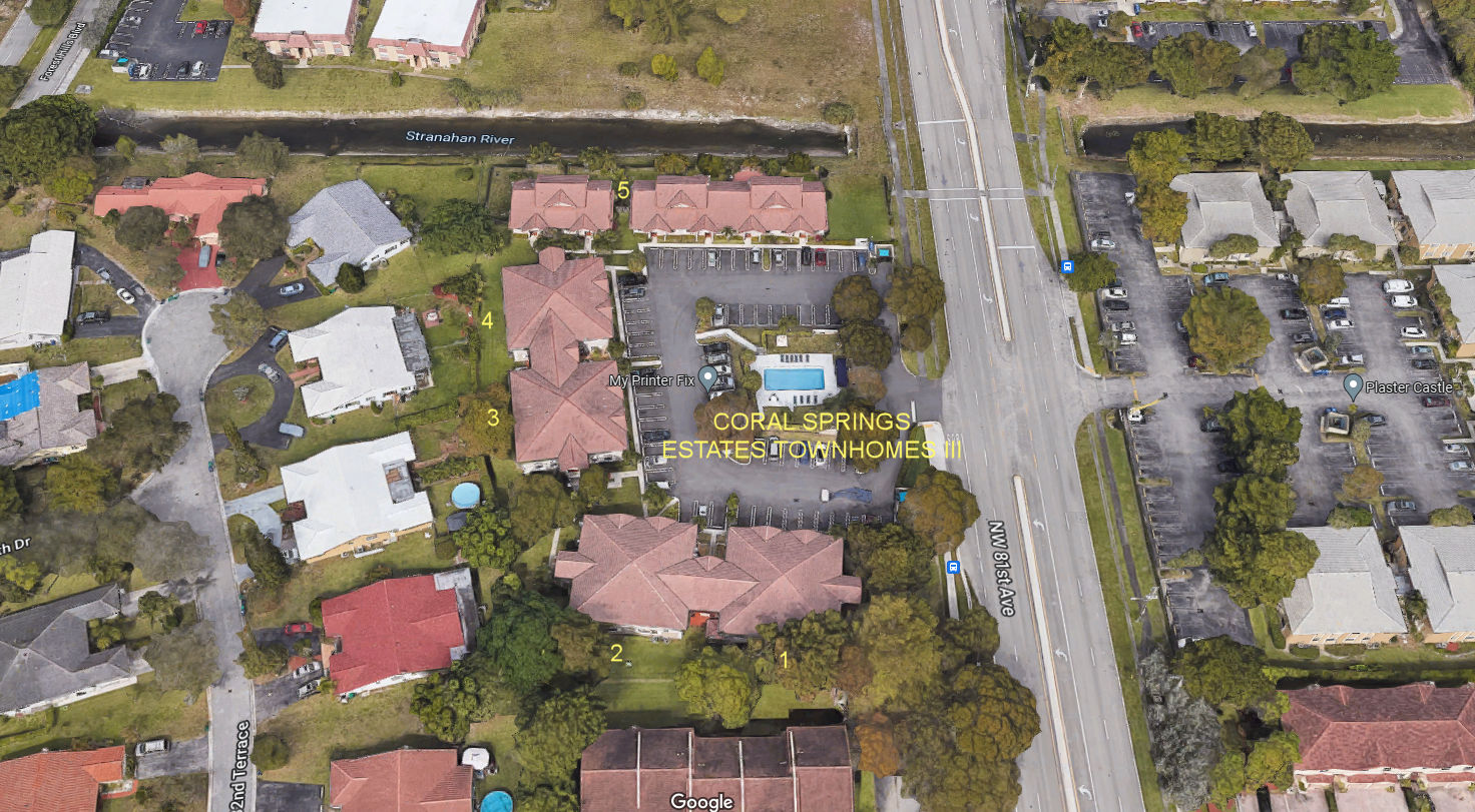 Aerial photo of Coral Springs Estate Townhomes III