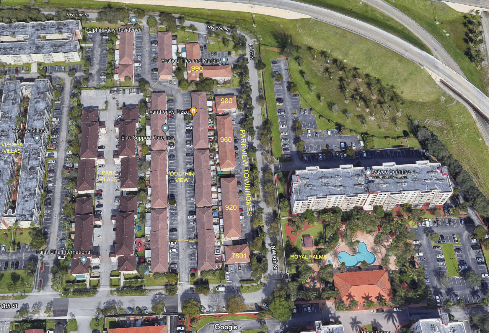 Aerial photo of Parkview Townhomes