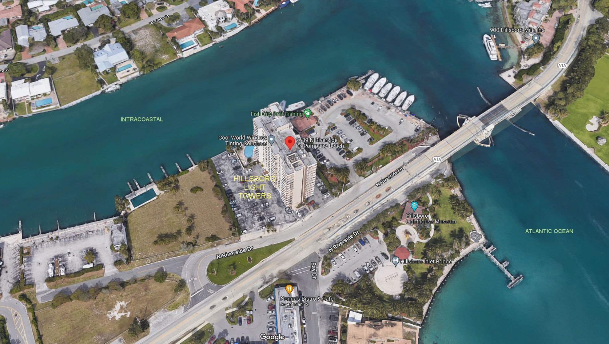 Aerial photo of Hillsboro Light Towers