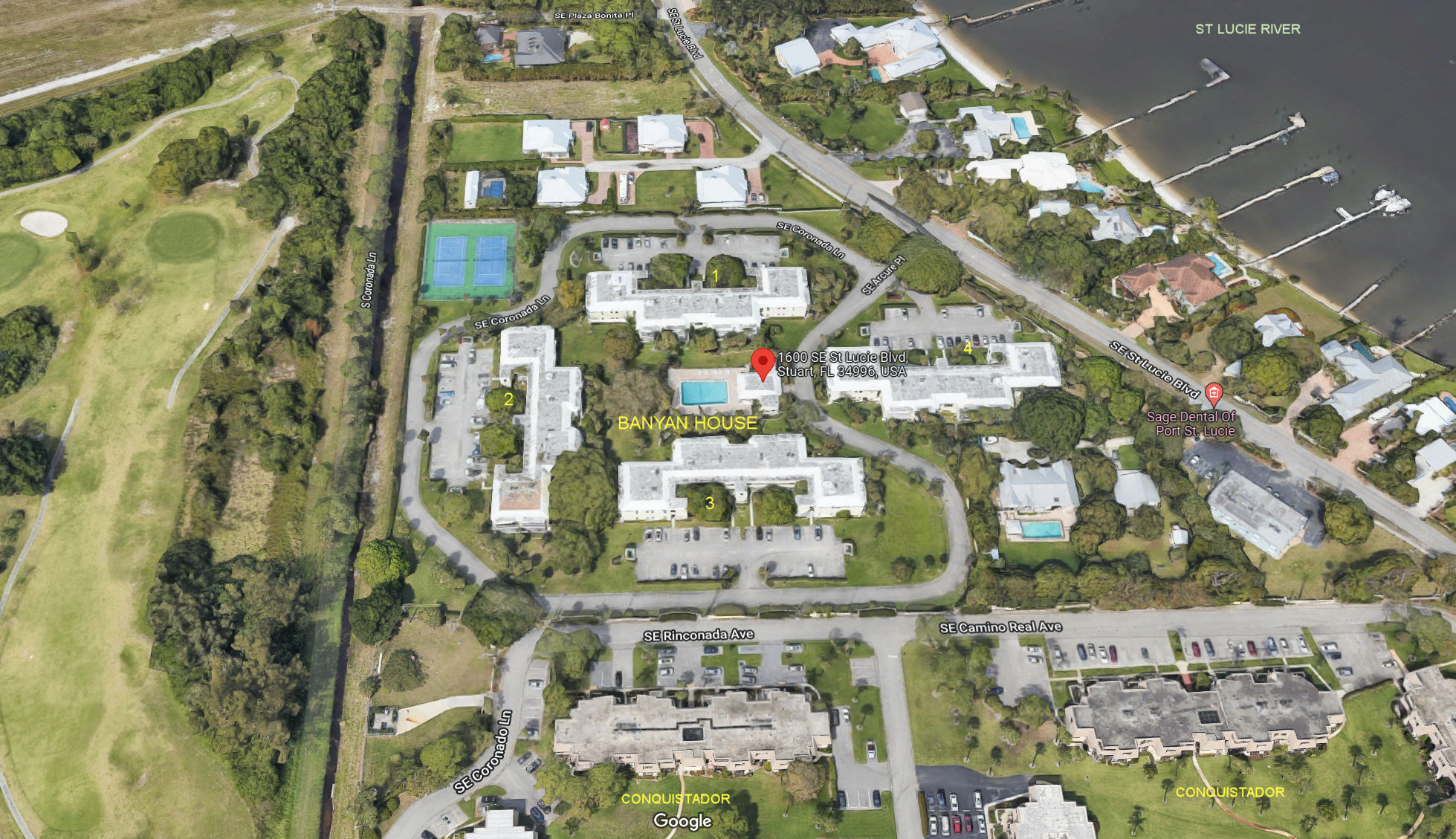 Aerial photo of Banyan House