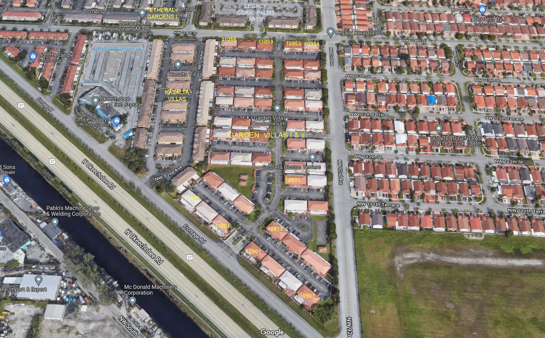 Aerial photo of Garden Villas I & II