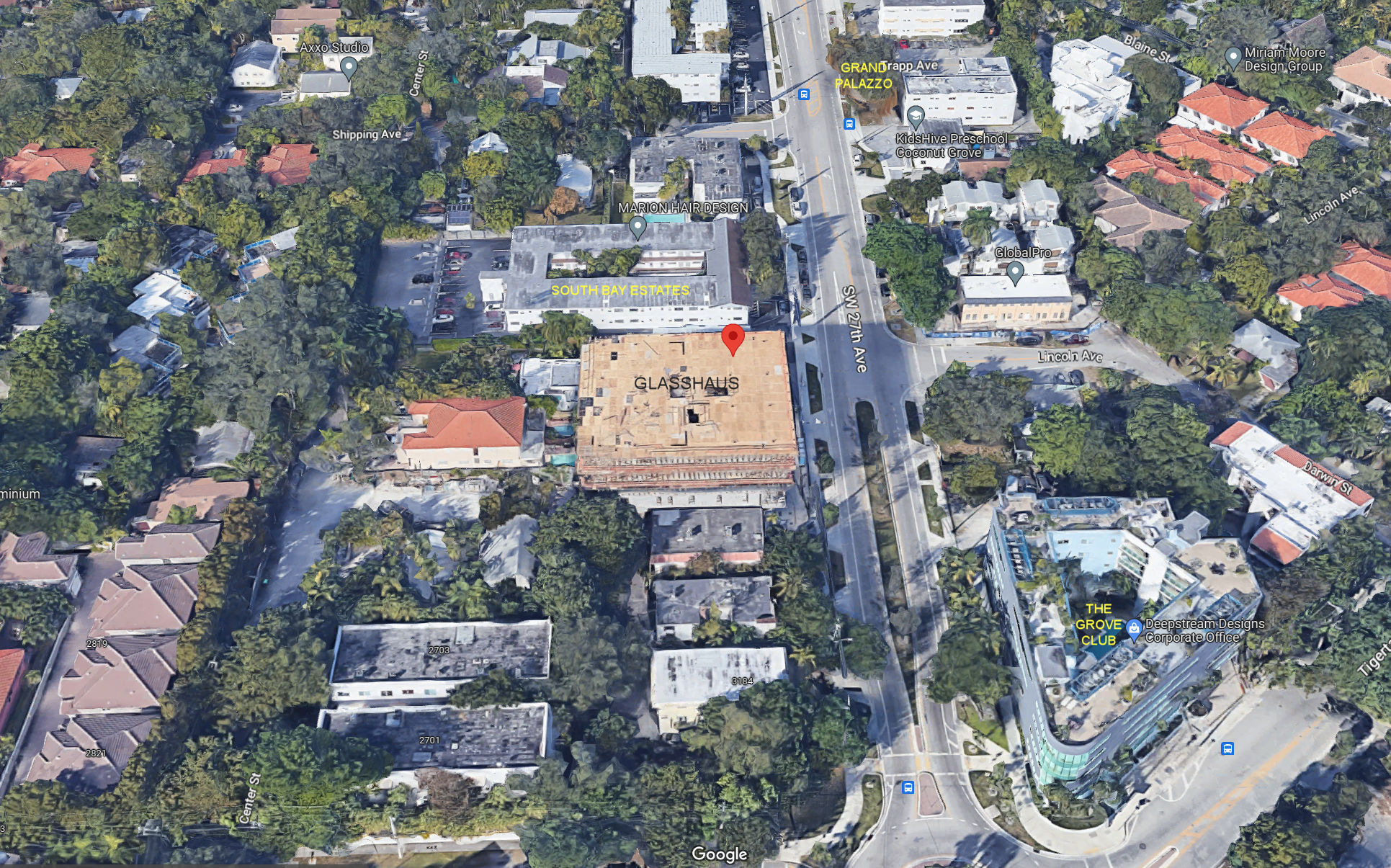 Aerial photo of Glasshaus