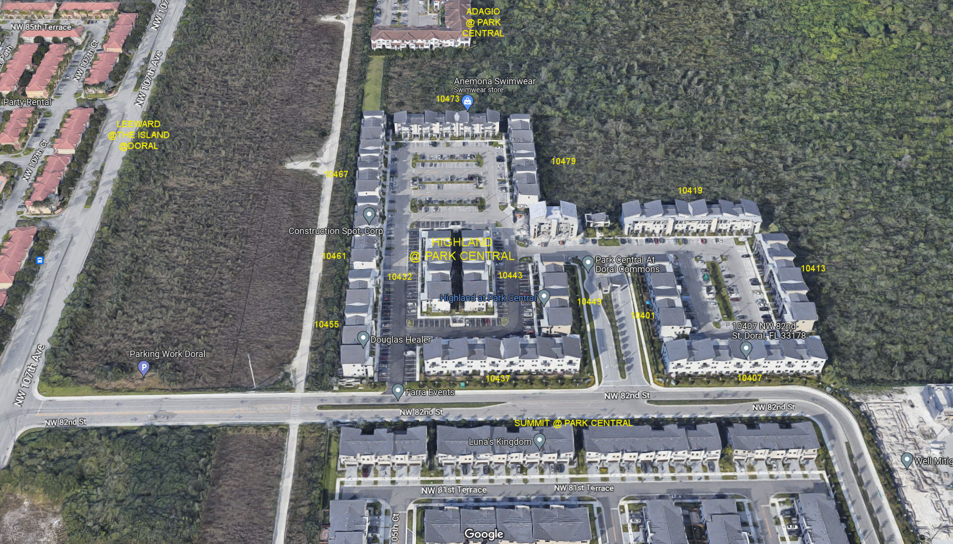 Aerial photo of Highland at Park Central