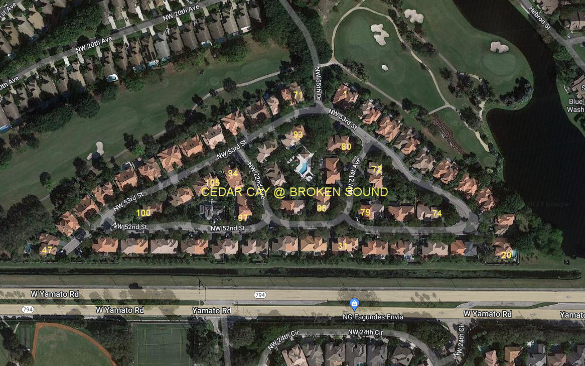 Aerial photo of Cedar Cay at Broken Sound