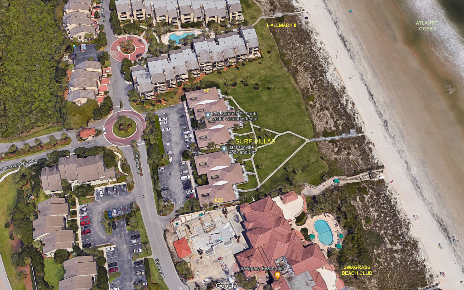 Aerial photo of Surf Villas