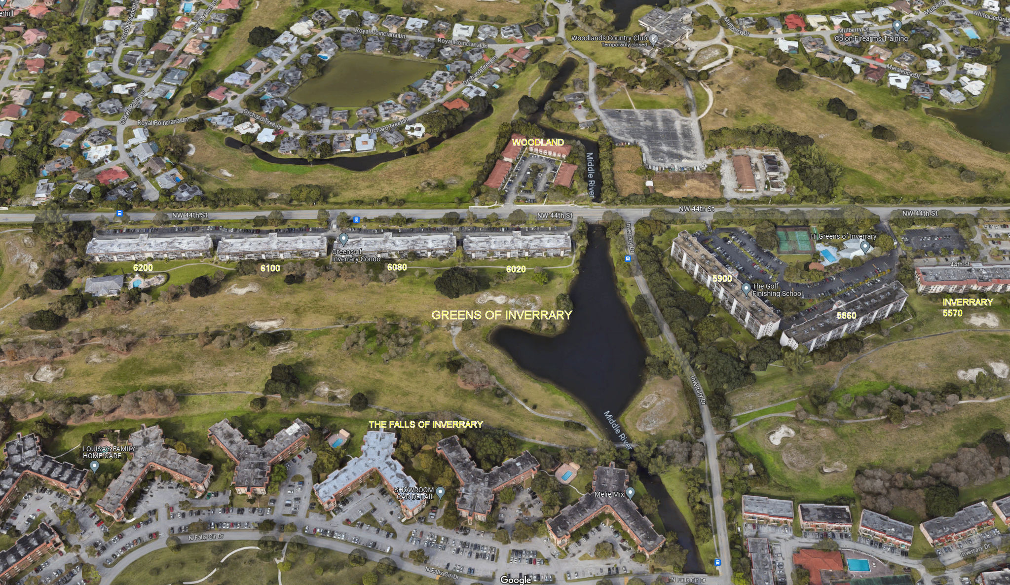 Aerial photo of Greens of Inverrary 5860-5900-6020-6080-6100-6200