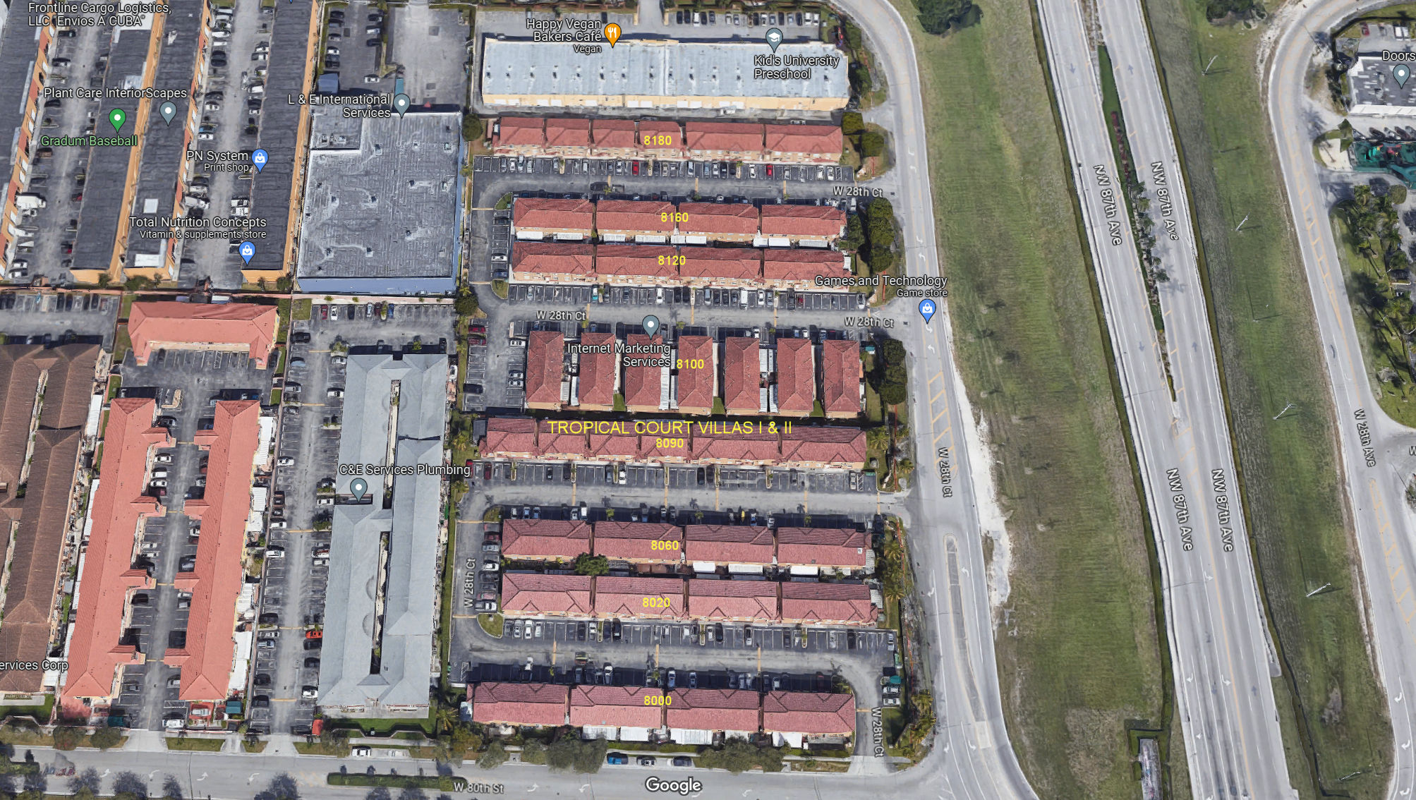 Aerial photo of Tropical Court Villas I & II