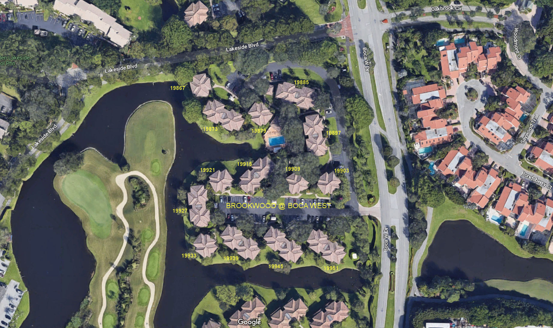 Aerial photo of Brookwood of Boca West