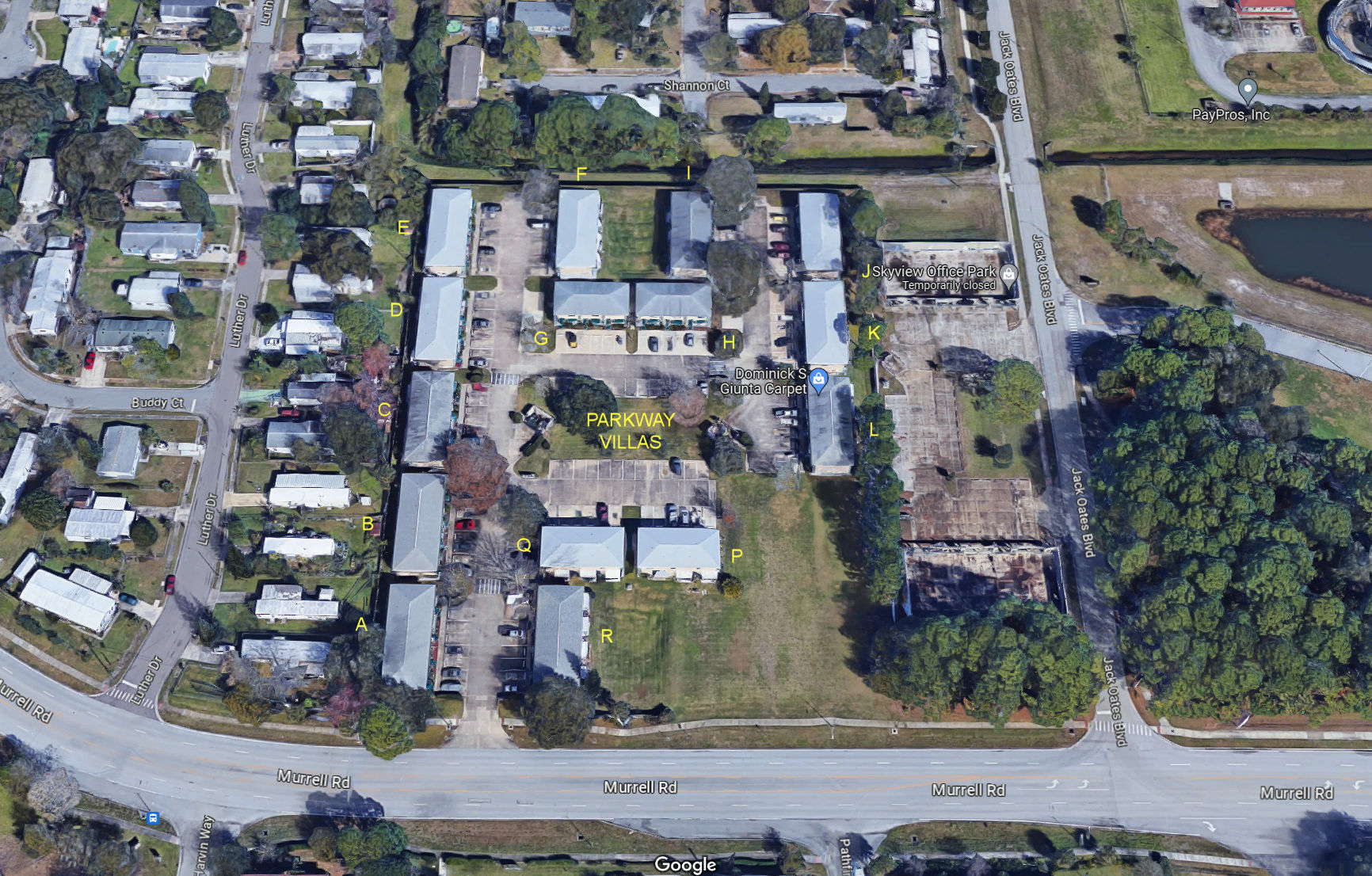 Aerial photo of Parkway Villas