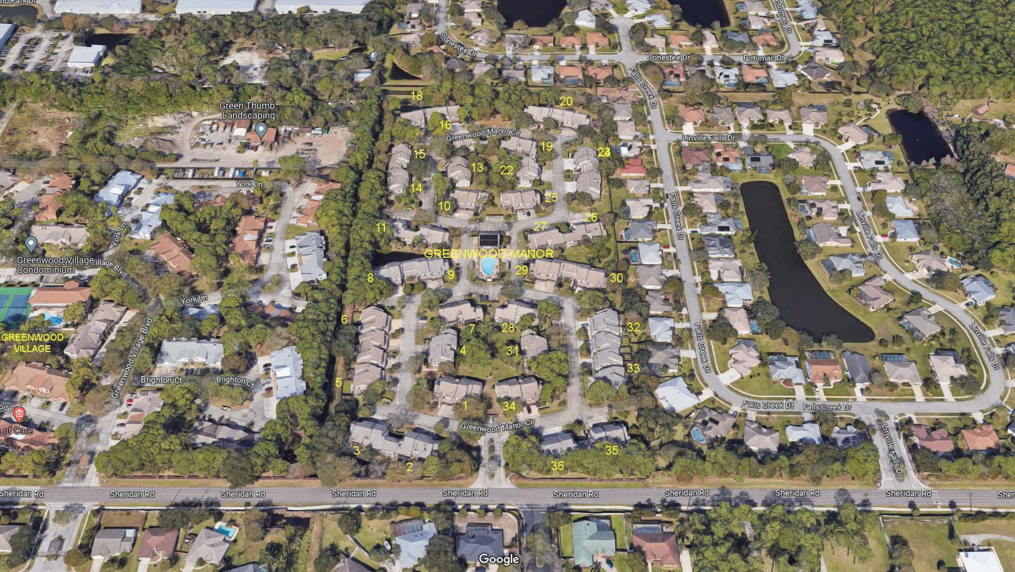 Aerial photo of Greenwood Manor