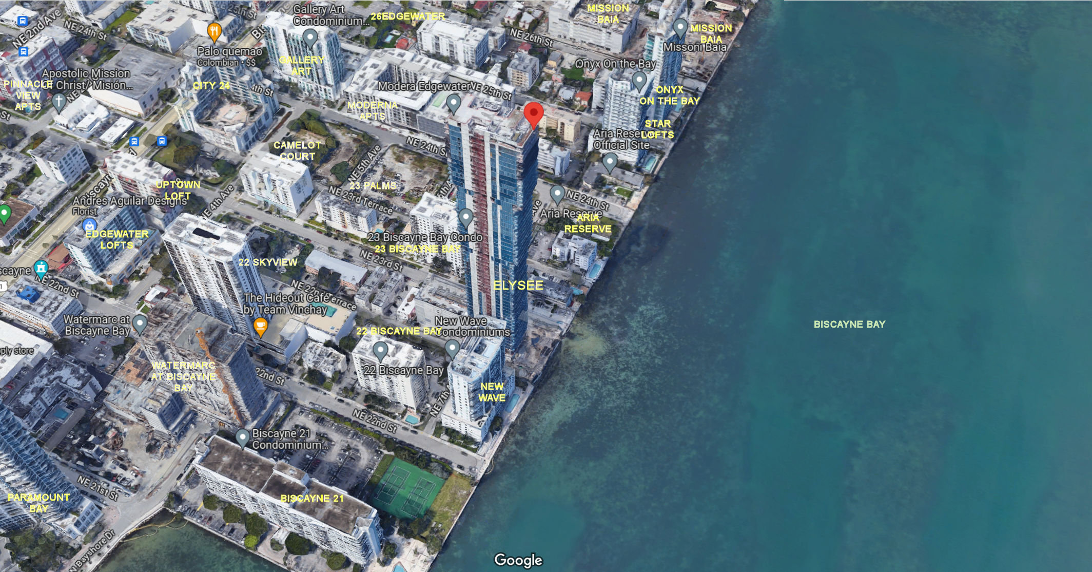 Aerial photo of Elysee Miami