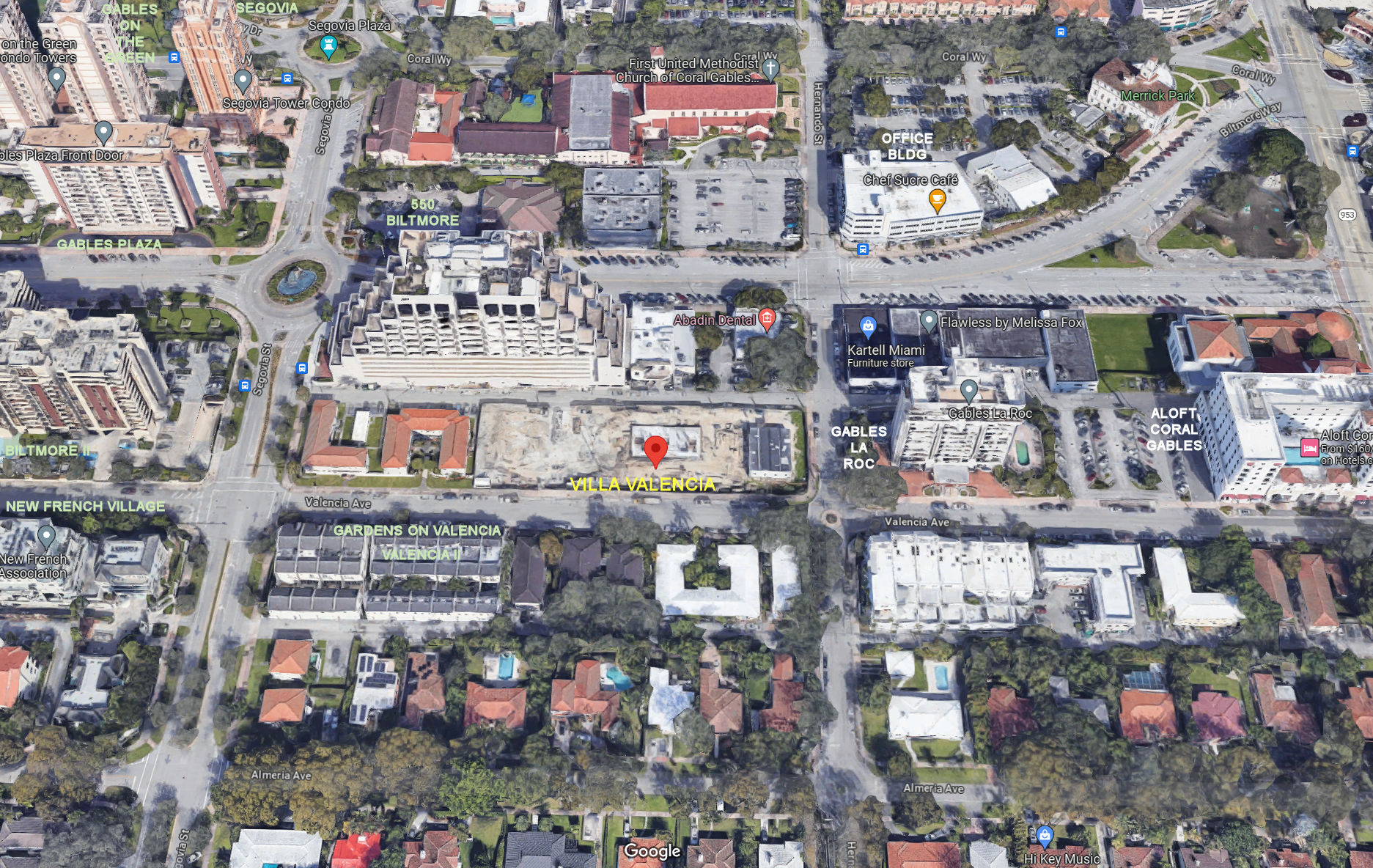 Aerial photo of Villa VAlencia