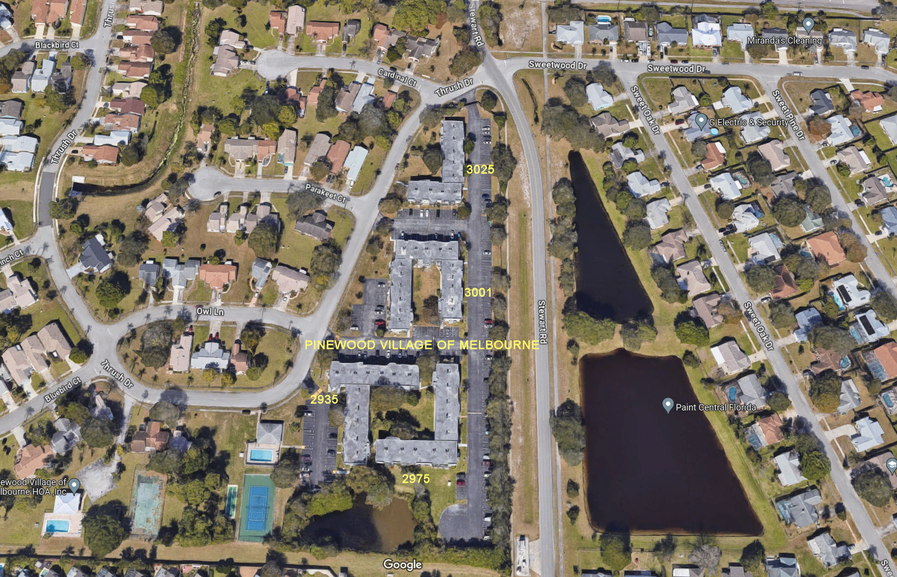 Aerial photo of Pinewood Village of Melbourne 2935 2975 3001&3025