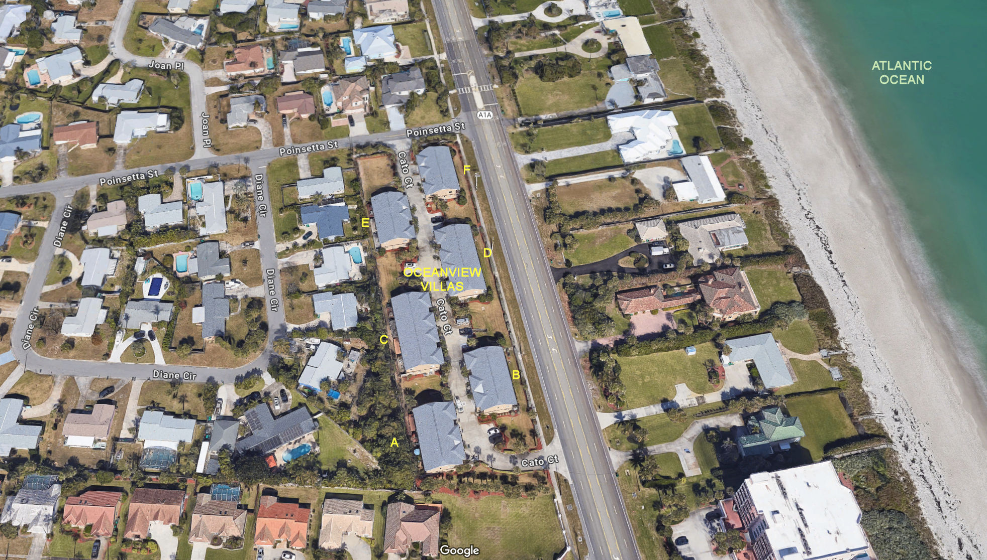 Aerial photo of Oceanview Villas