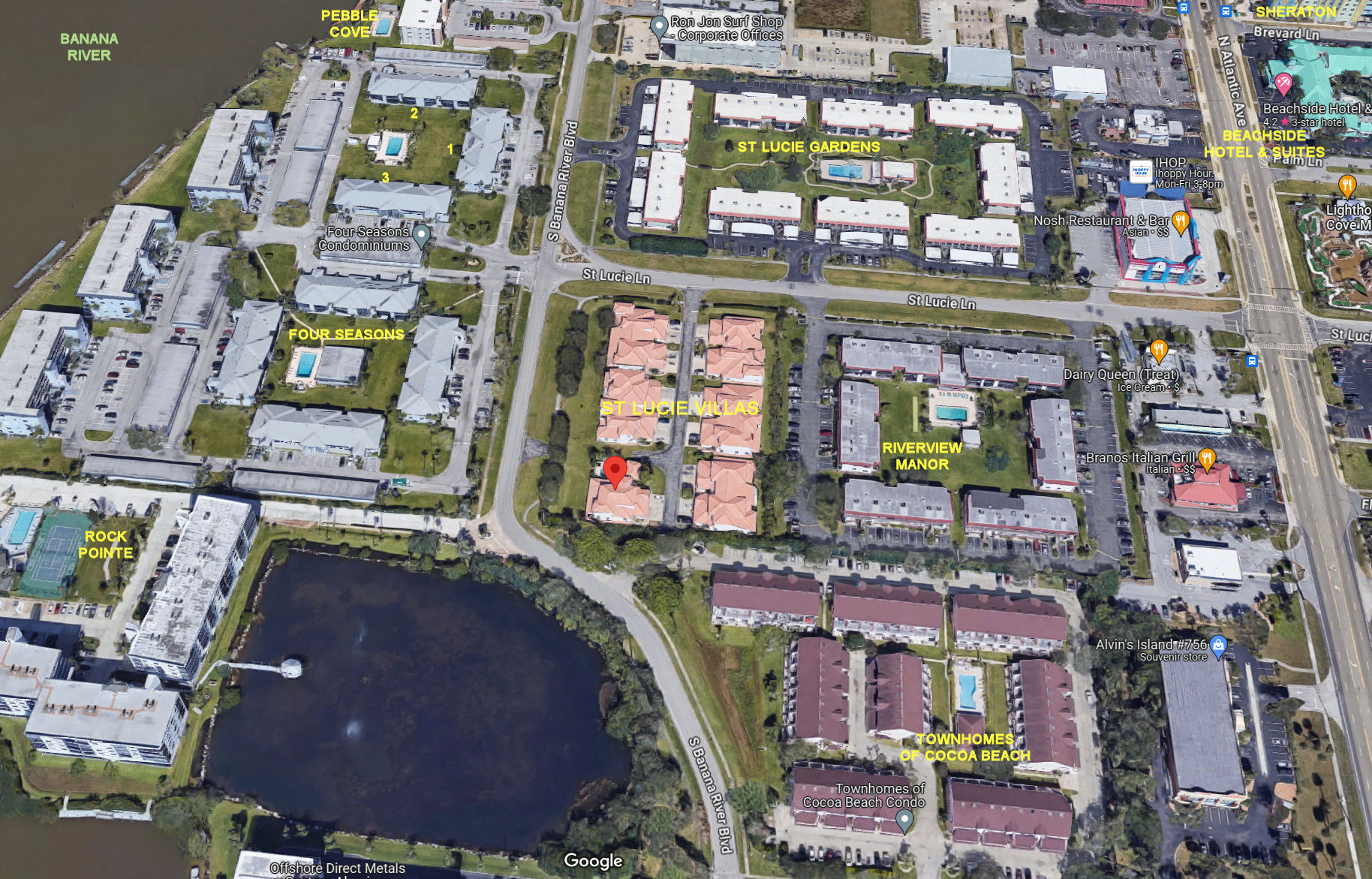 Aerial photo of St Lucie Villas