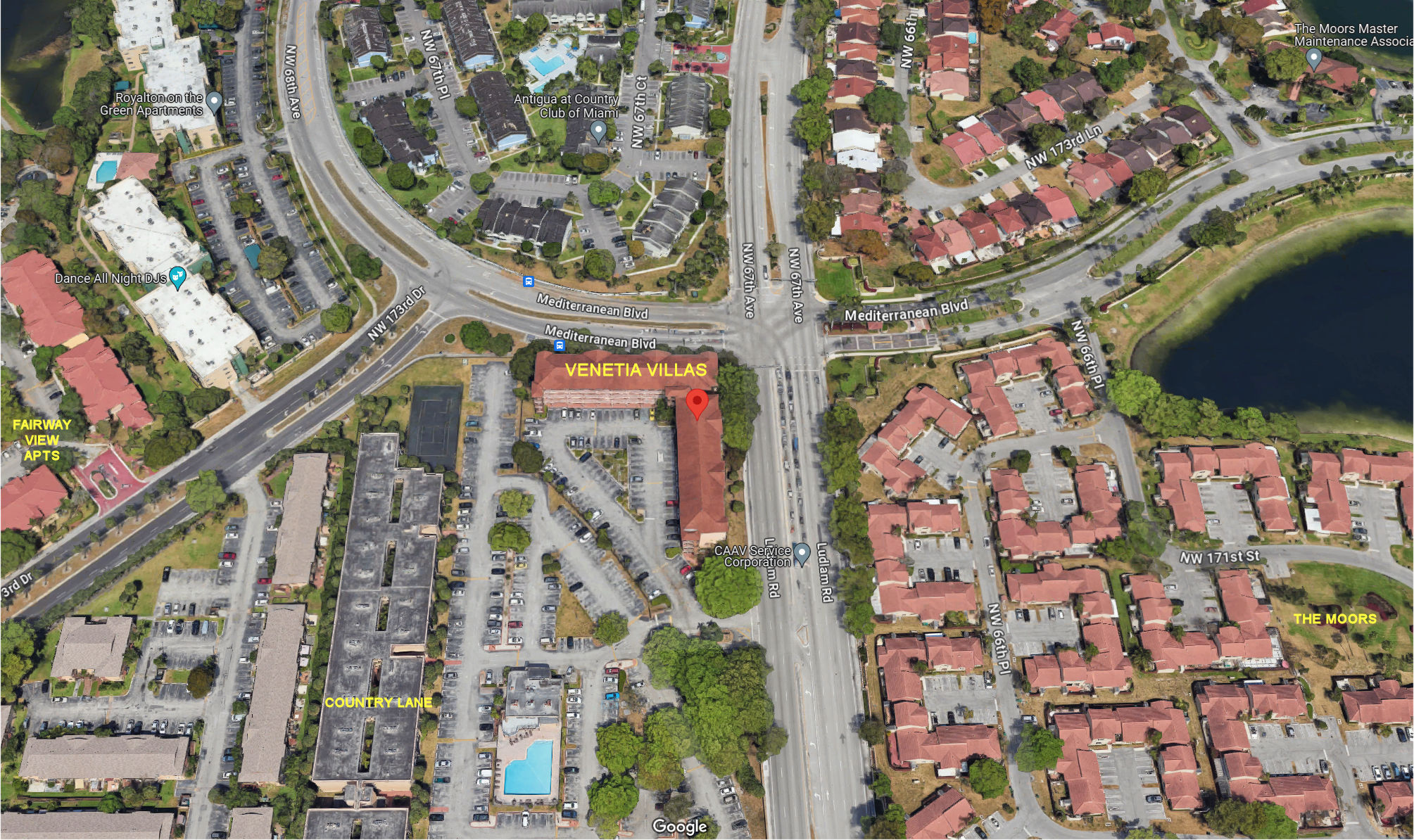 Aerial photo of Venetia Villas