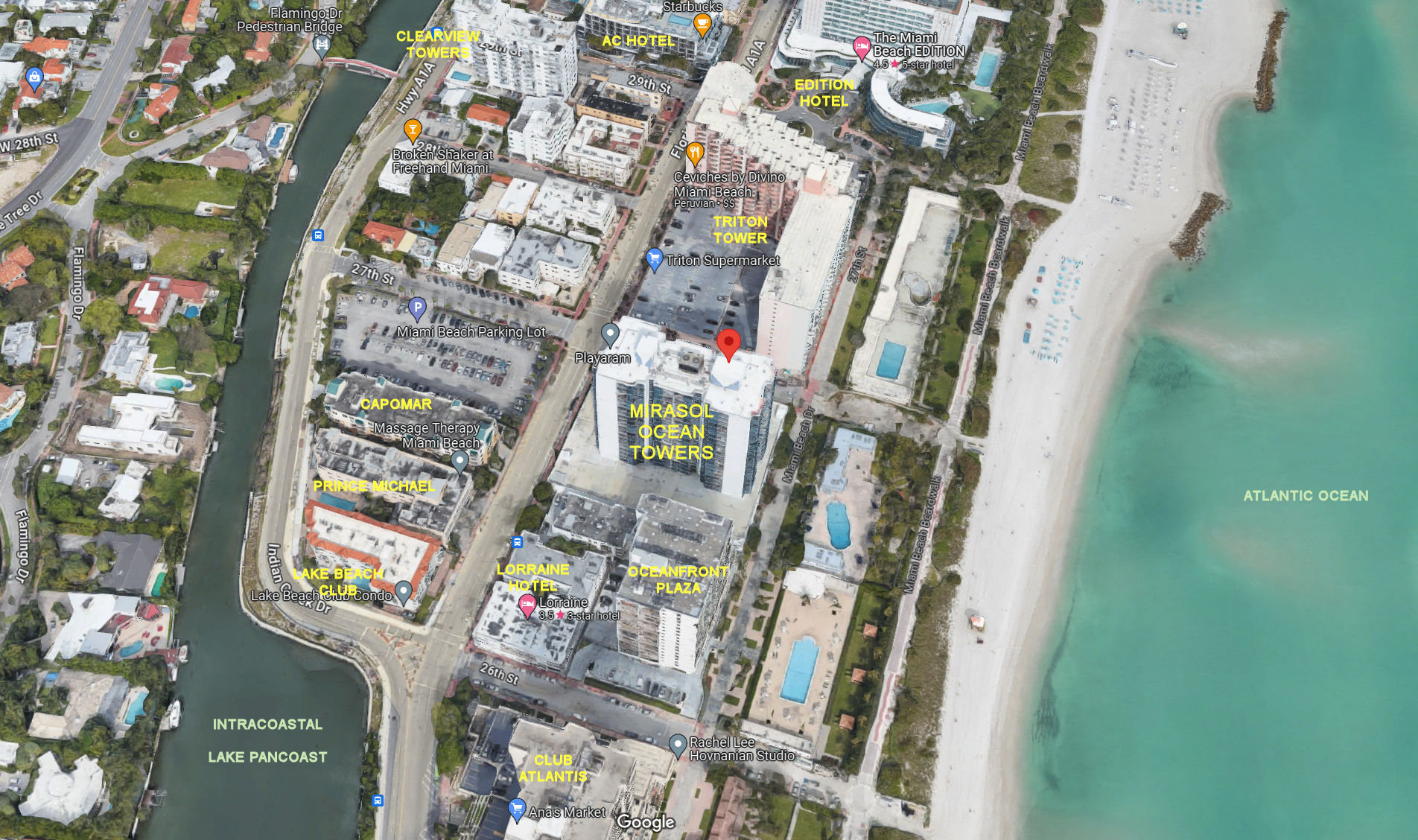 Aerial photo of Mirasol Ocean Towers