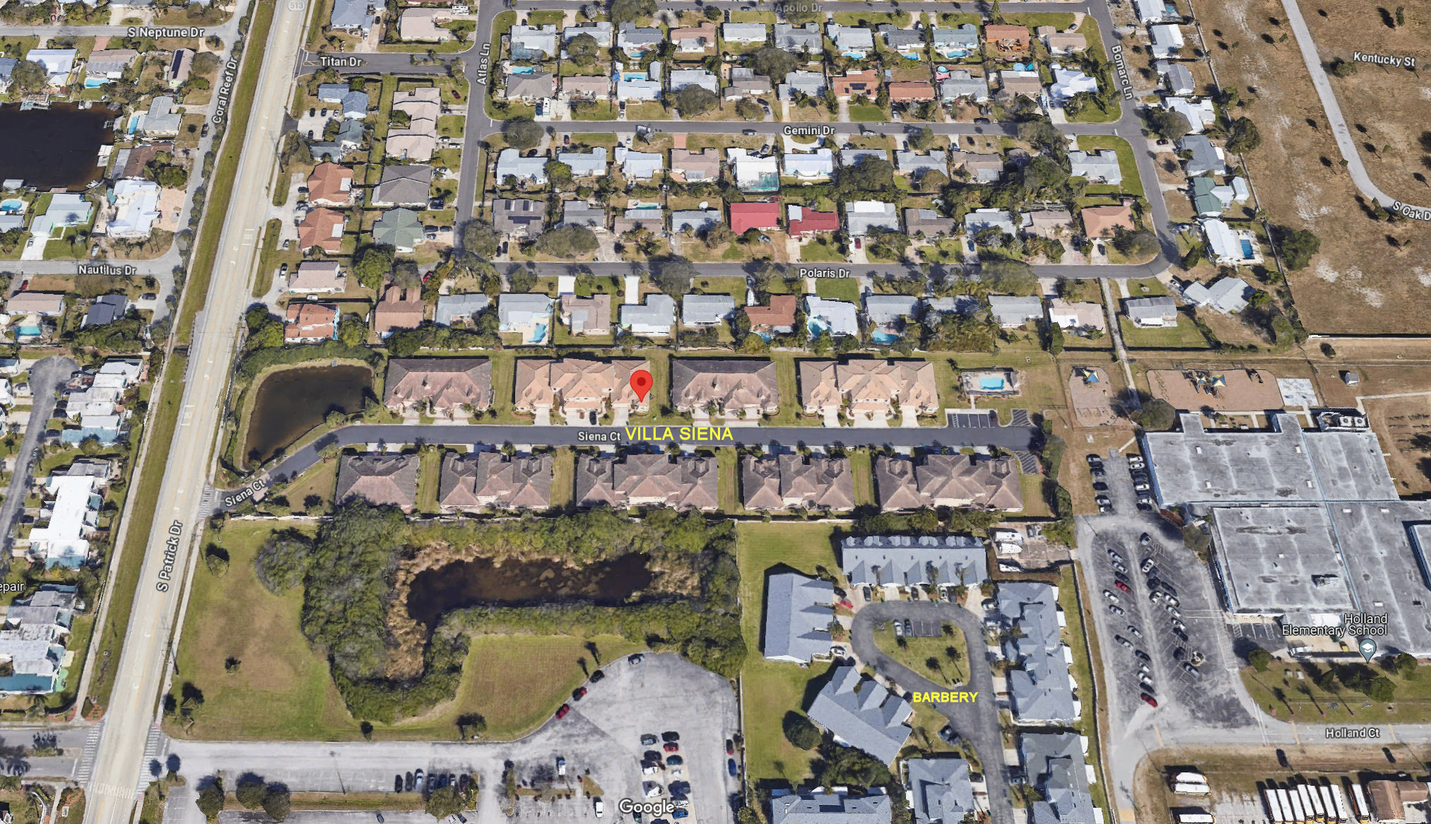 Aerial photo of Villa Siena of Satellite Beach