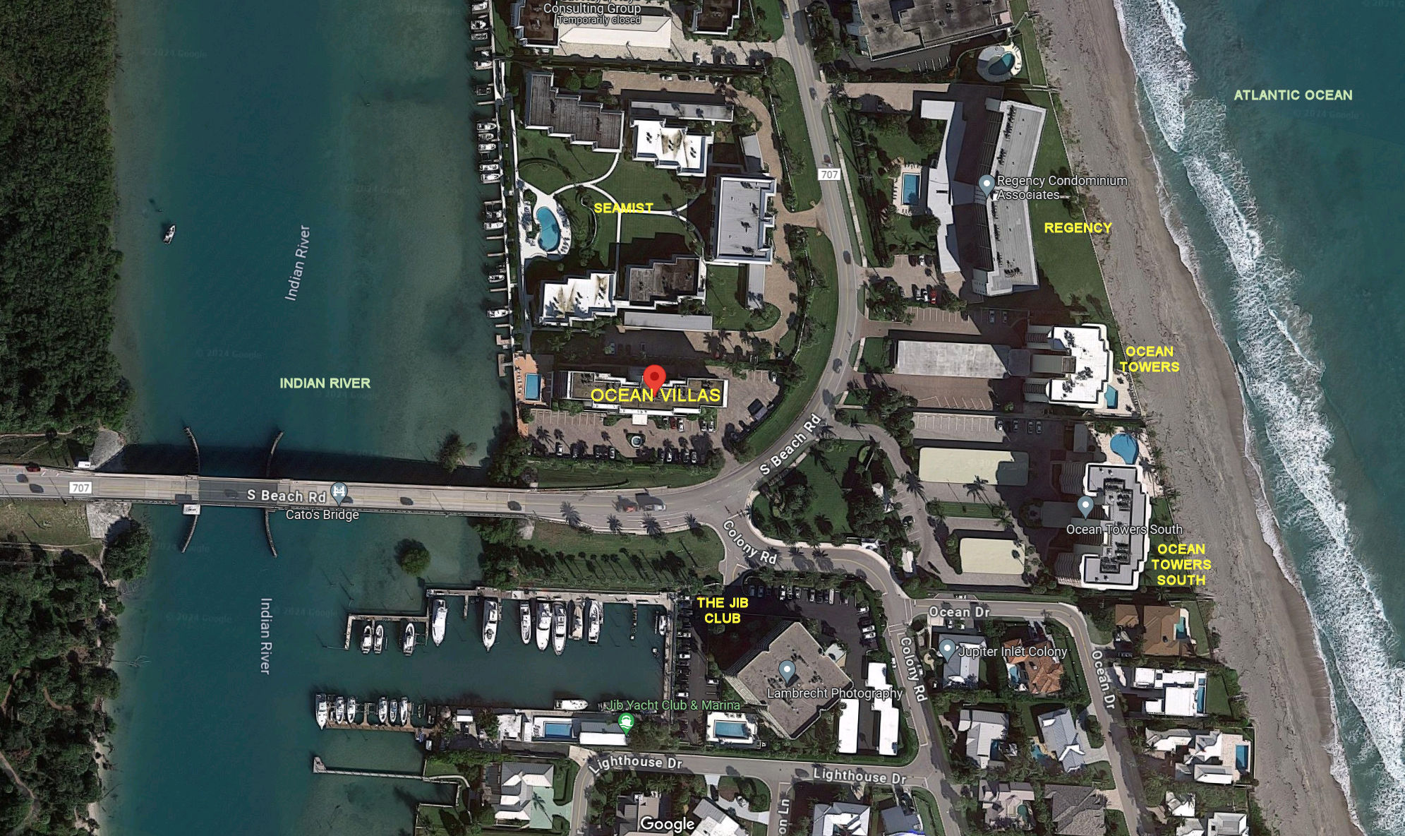 Aerial photo of Ocean Villas