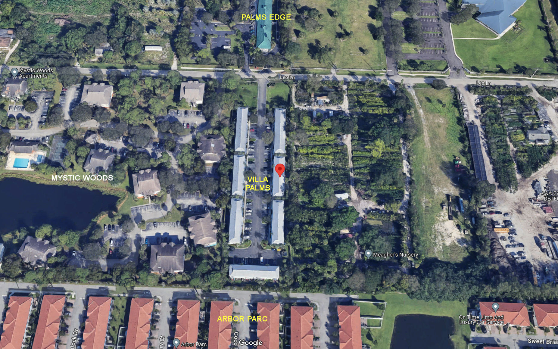 Aerial photo of Villa Palms