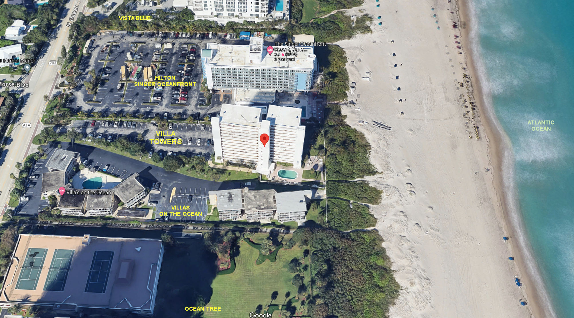 Aerial photo of Villa Towers