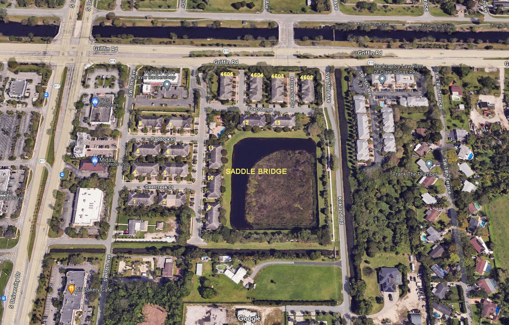 Aerial photo of Saddle Bridge