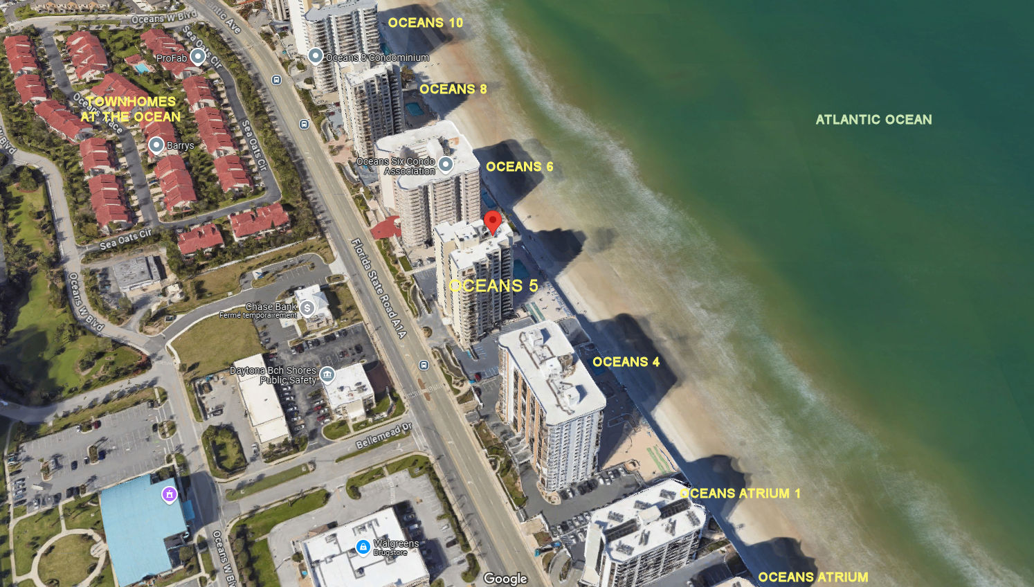 Aerial photo of Oceans Five