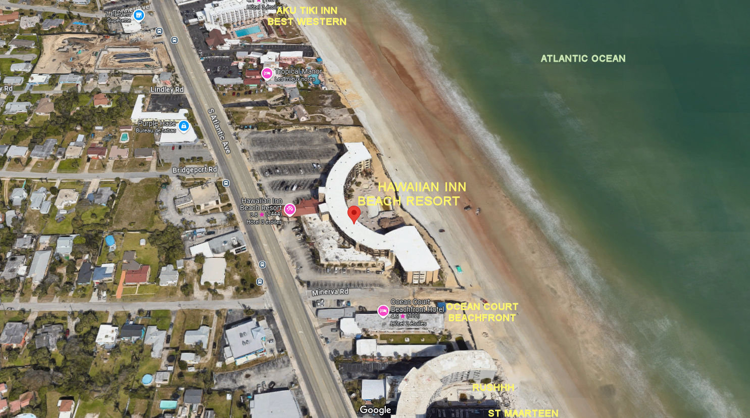 Aerial photo of Hawaiian Inn Beach Resort