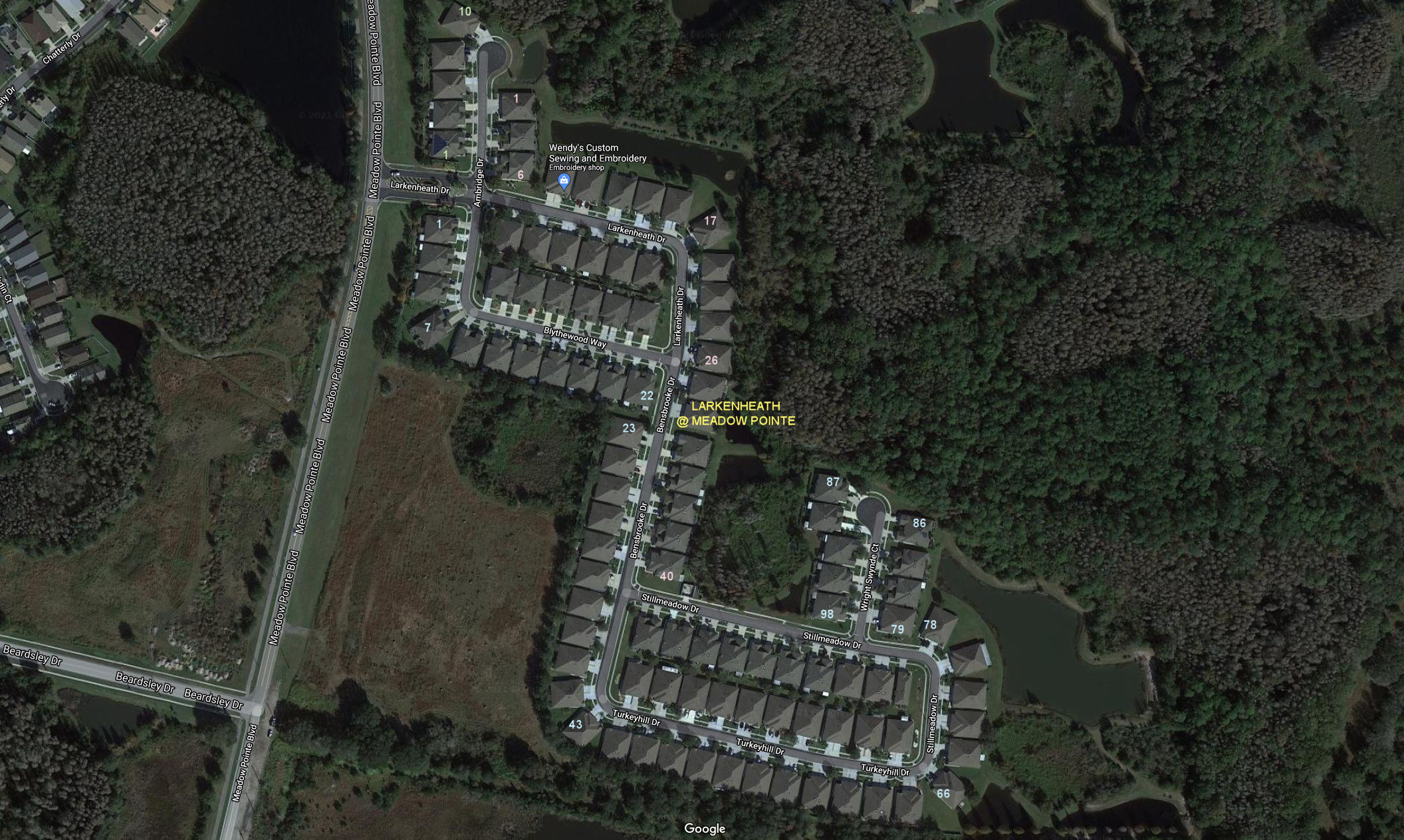 Aerial photo of Larkenheath at Meadow Pointe