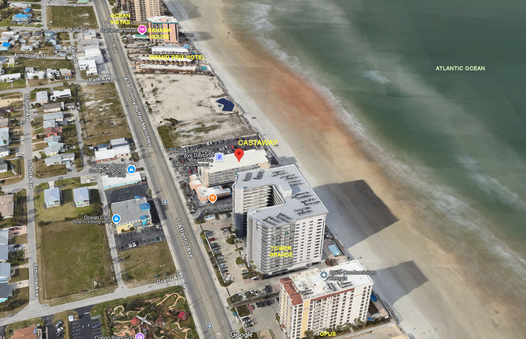 Aerial photo of Castaways Beach