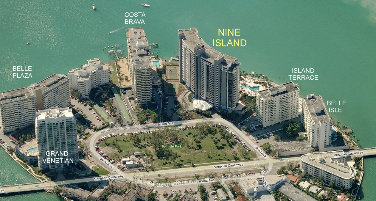 Aerial photo of Nine Island Avenue