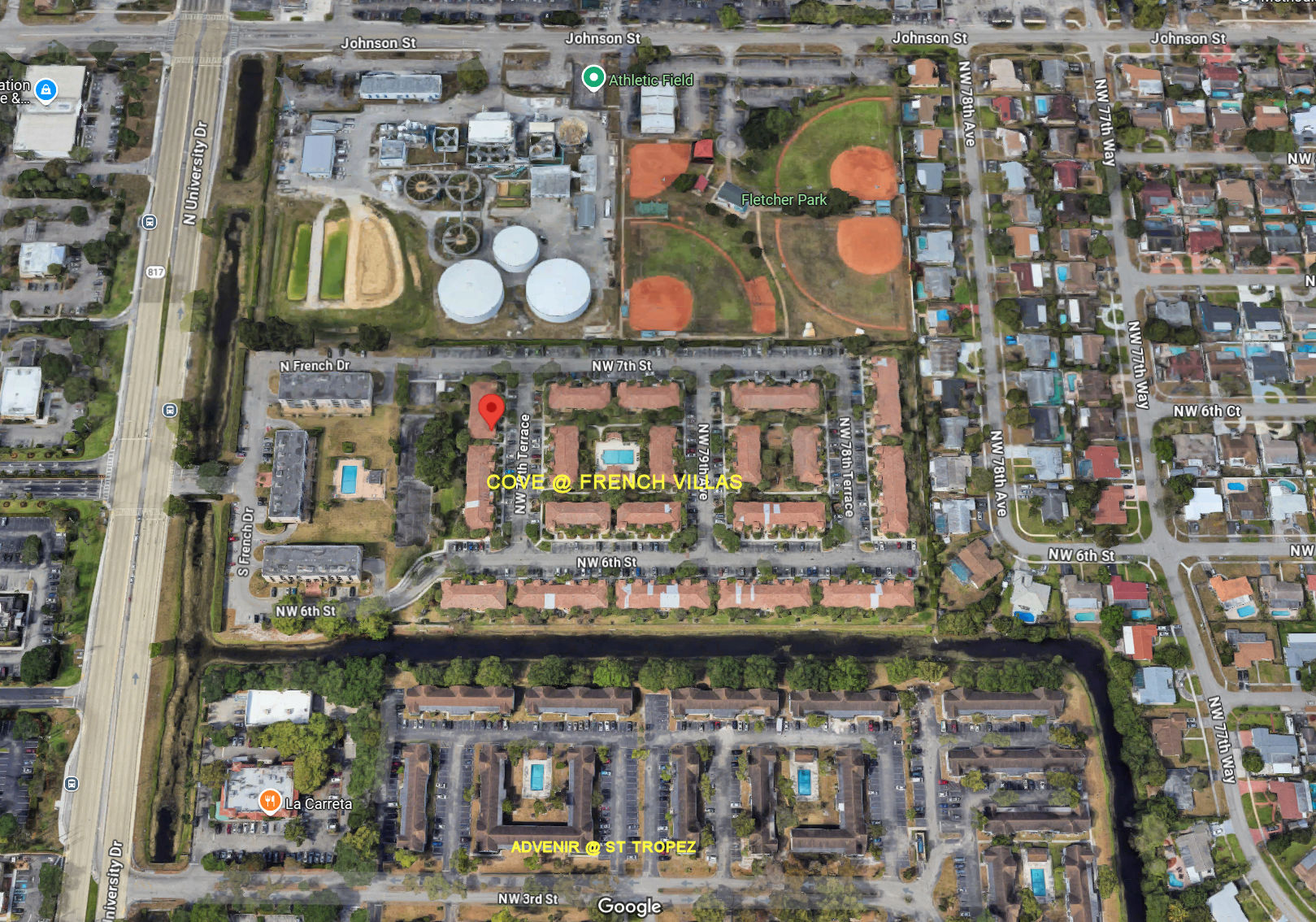 Aerial photo of Cove at French Villas