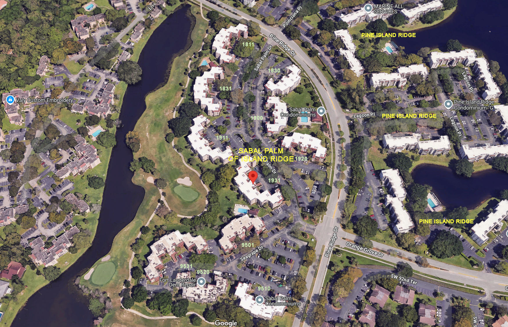 Aerial photo of Sabal Palm of Island Ridge (1-11)