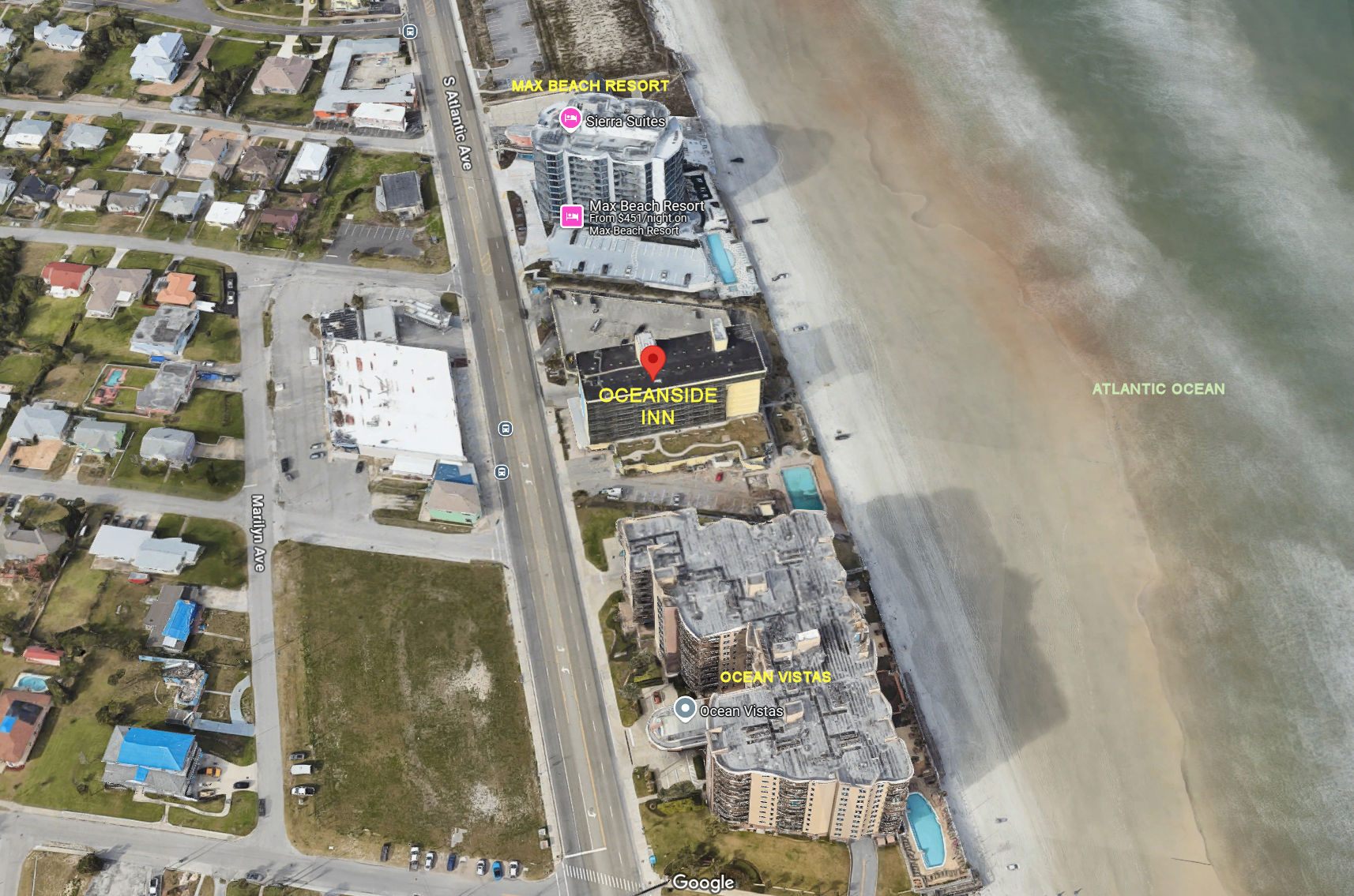Aerial photo of Oceanside Inn