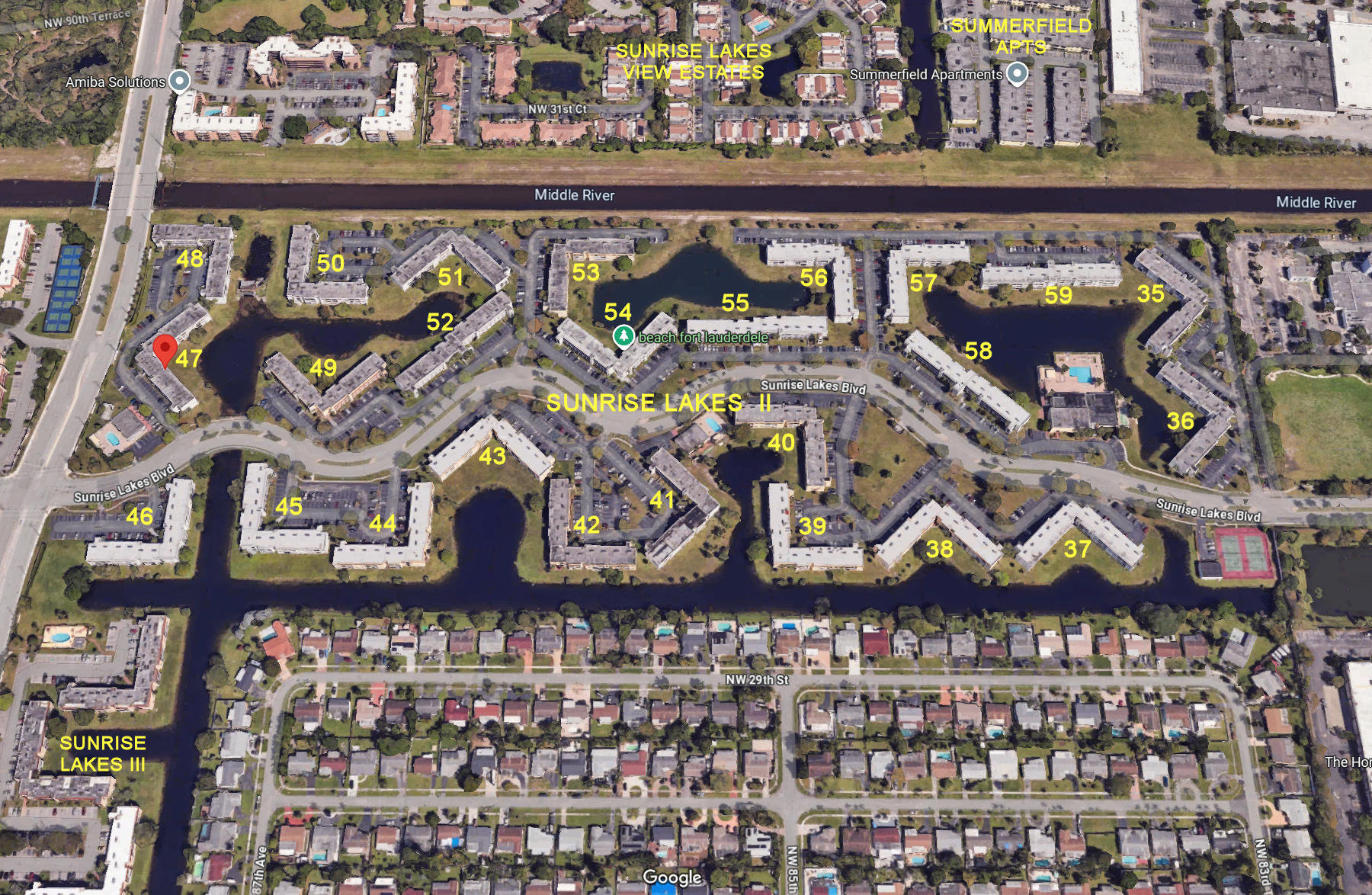 Aerial photo of Sunrise Lakes 35-59