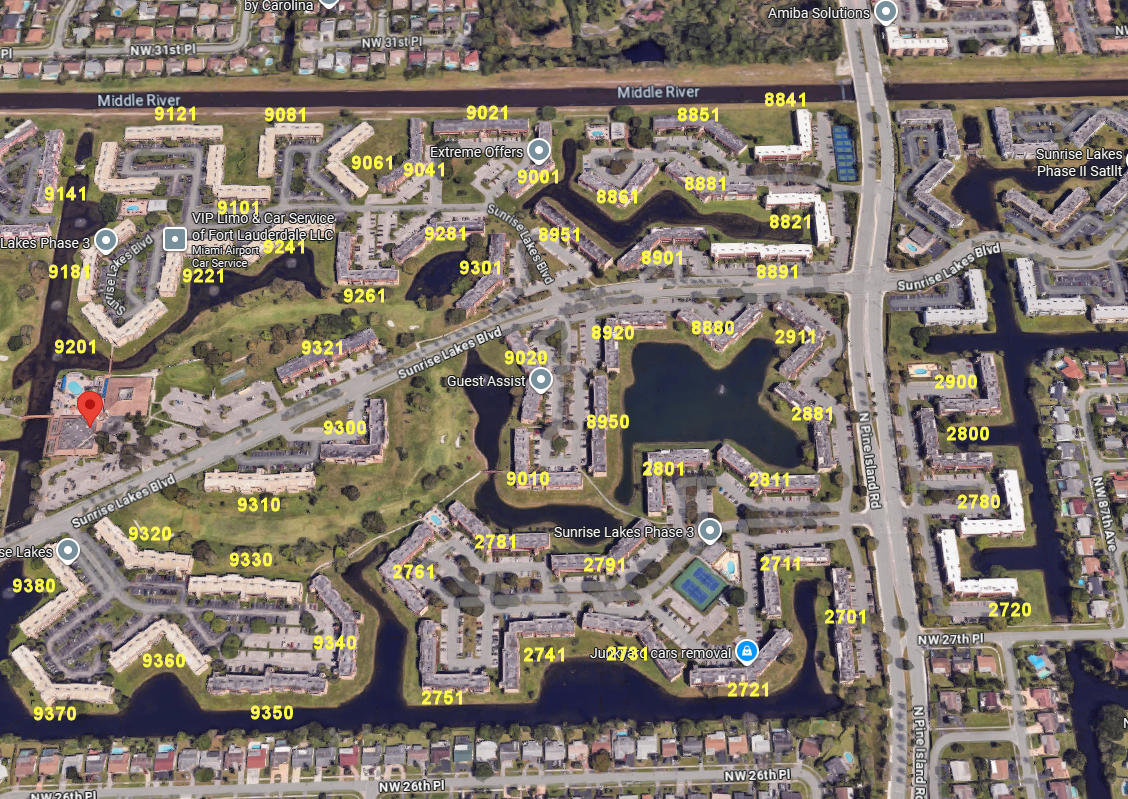 Aerial photo of Sunrise Lakes 60-77