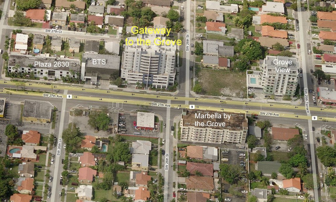 Aerial photo of Gateway to the Grove