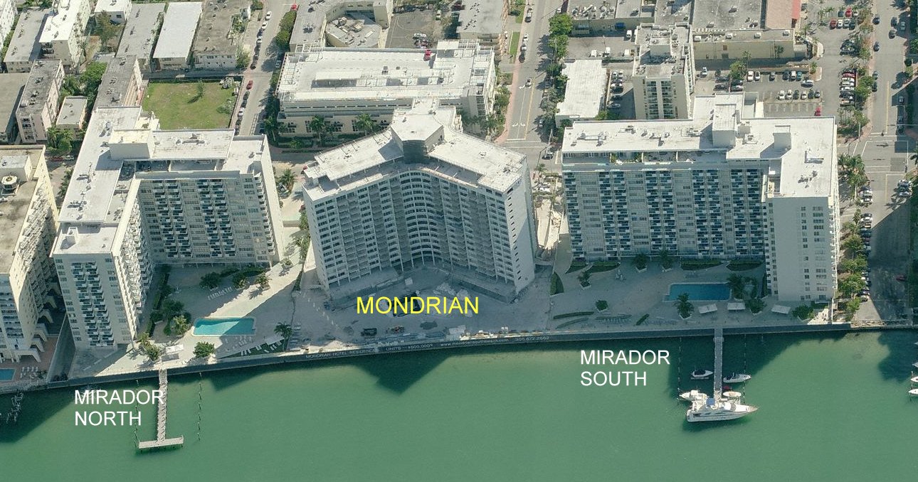 Aerial photo of Mondrian South Beach
