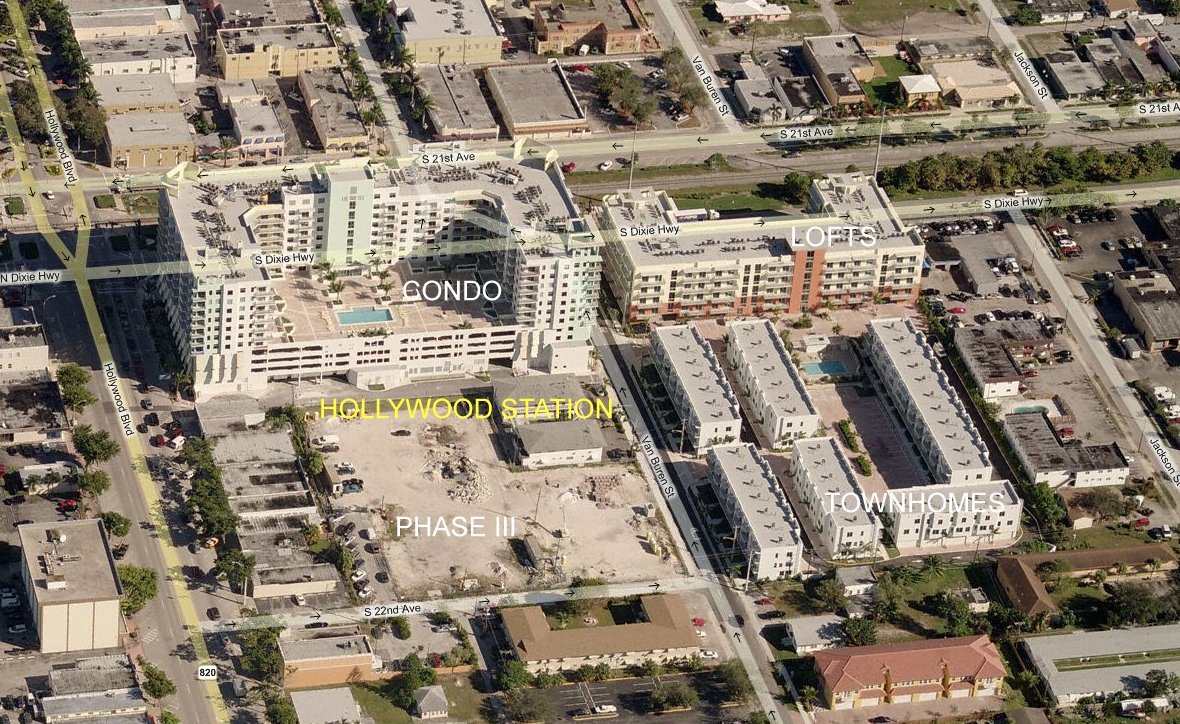 Aerial photo of Hollywood Station Condos