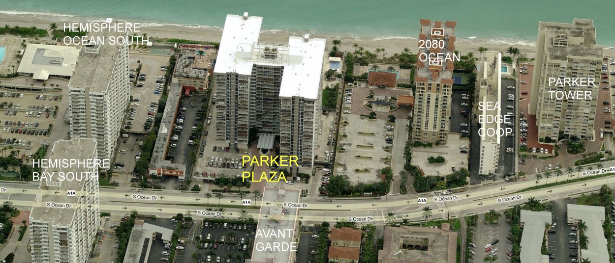 Aerial photo of Parker Plaza