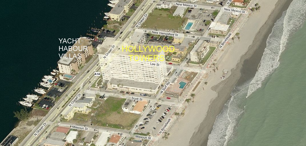 Aerial photo of Hollywood Towers