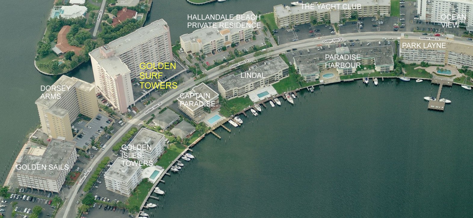 Aerial photo of Golden Surf Towers