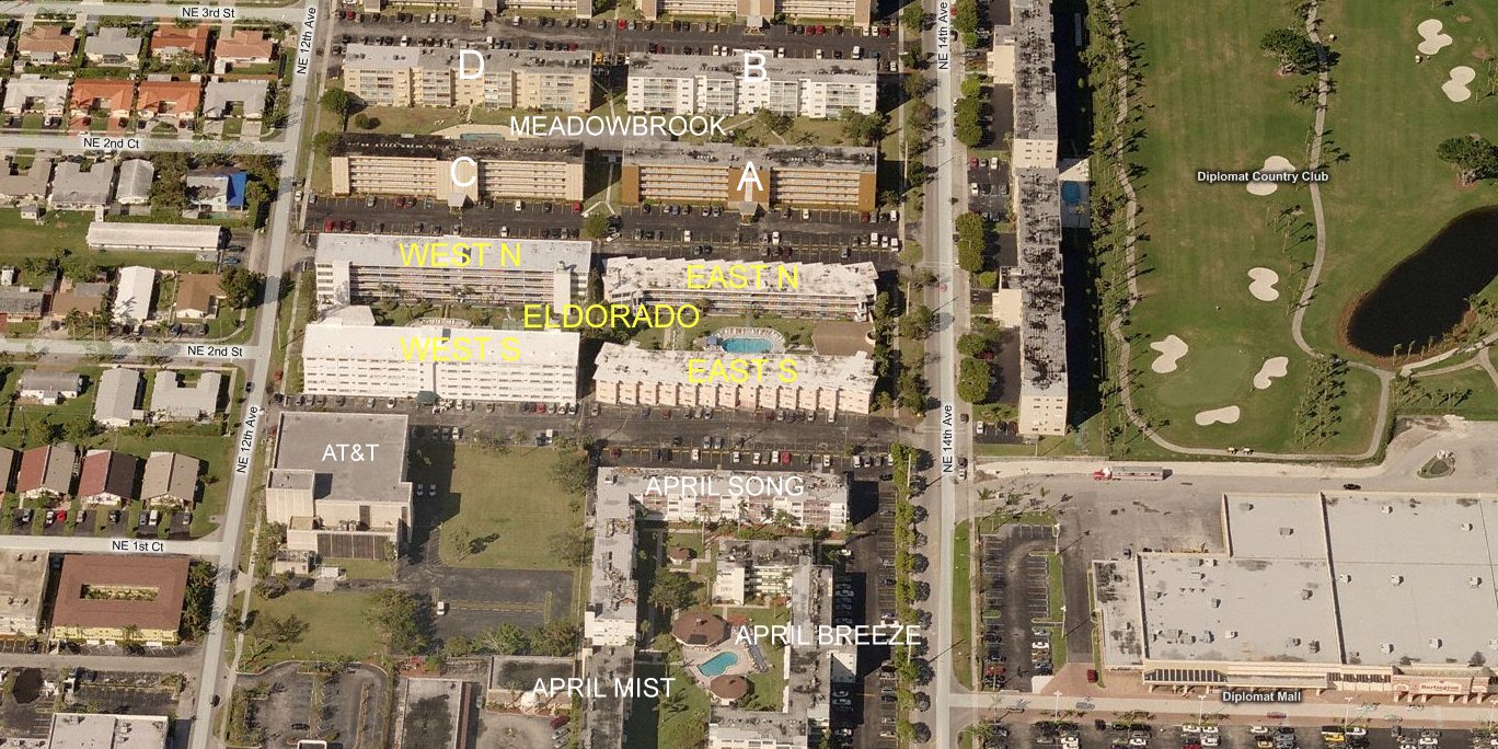 Aerial photo of Eldorado Plaza West (North & South)