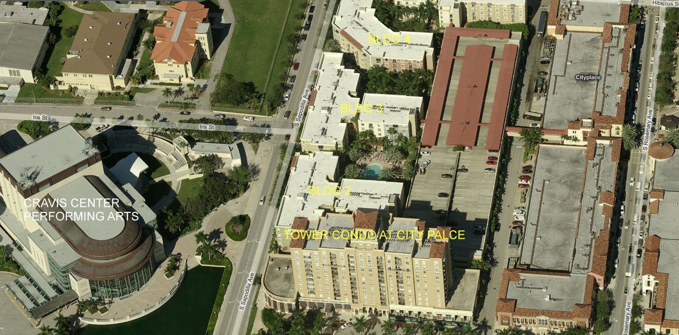 Aerial photo of City Place Tower Residences