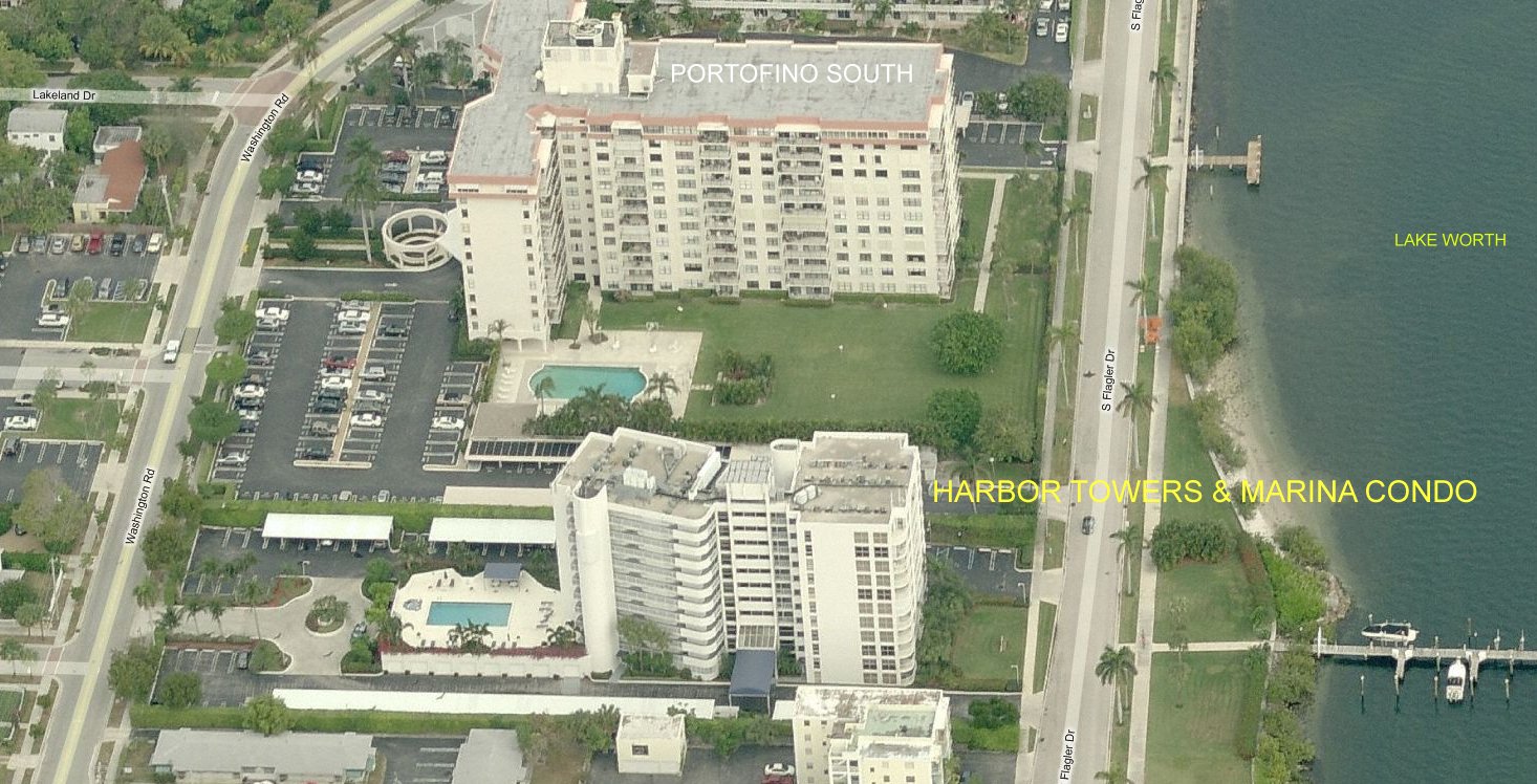 Aerial photo of Harbor Towers & Marina