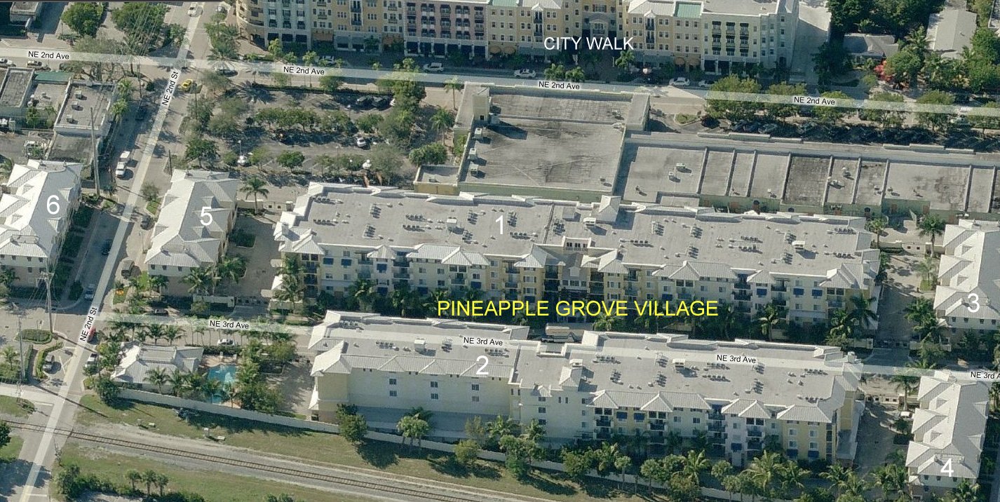 Aerial photo of Pineapple Grove Village